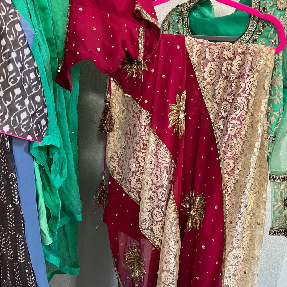 New designer Red and Gold lace Embellished Sari